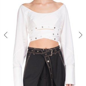 PROENZA SCHOULER poplin grommet wrap tie top